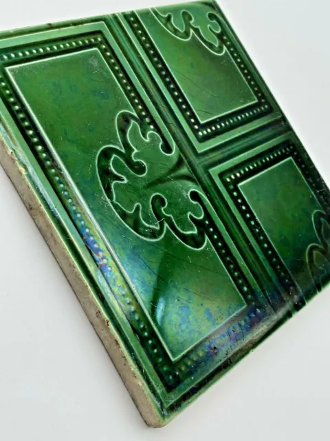 Antique Victorian Ceramic Green Tile