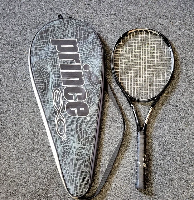 Prince O3 SpeedPort Black 27 in. 100" head 4 3/8 grip Tennis Racquet w/ bag