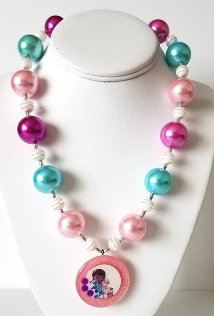 'Doc McStuffins' Hand Beaded Bubblegum Necklace, Girl's Necklace 19" Long
