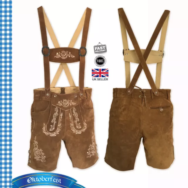 "Pantaloni in pelle Octoberfest pelle tedesca tradizionale Regno Unito attesa 36" / EU 52 [RS56-0018]
