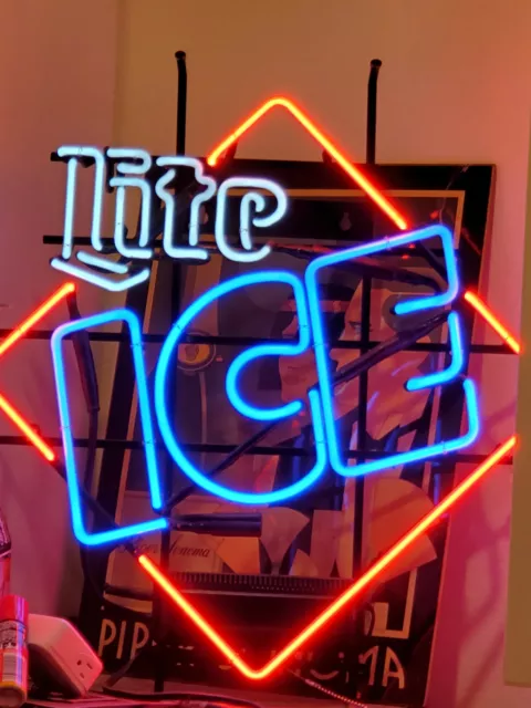 Vintage Original Neon Beer Sign - Miller Lite Ice