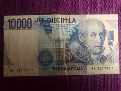 BANCONOTA LIRE 10000 ALESSANDRO VOLTA CON MATRICE STACCATA SUBALPINA 