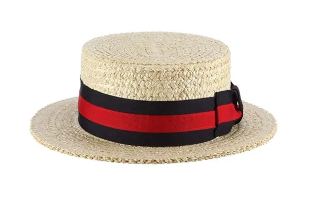 "GONDOLA Boater" Men's Dress Straw 1 Piece 10/11Mm Laichow Braid Hat by Scala