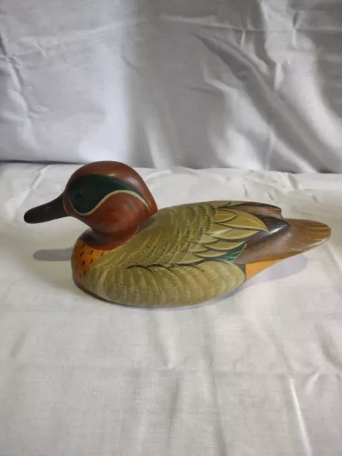 Vintage Duck Decoy 1988 Mint Condition Green Wing Teal "Drake" By Bill Schmuck