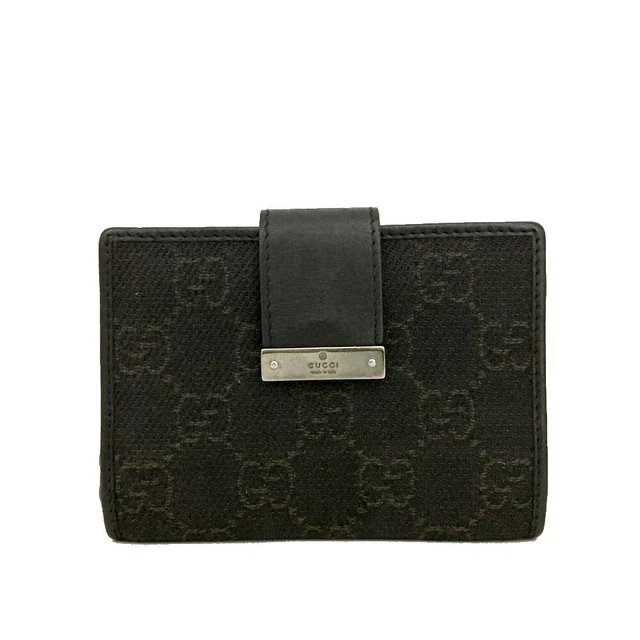 GUCCI GG Logo Canvas Leather Card Case /3L0471