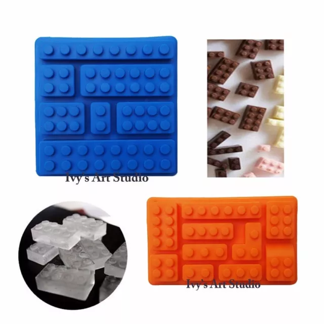 1 or 2 Multi Brick Lego Type Ice Cube Baking Tray Chocolate Cake Silicone Mould