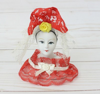 Head Half Spanish Dancer Lady Bride Porcelain Doll Bust Flamenco