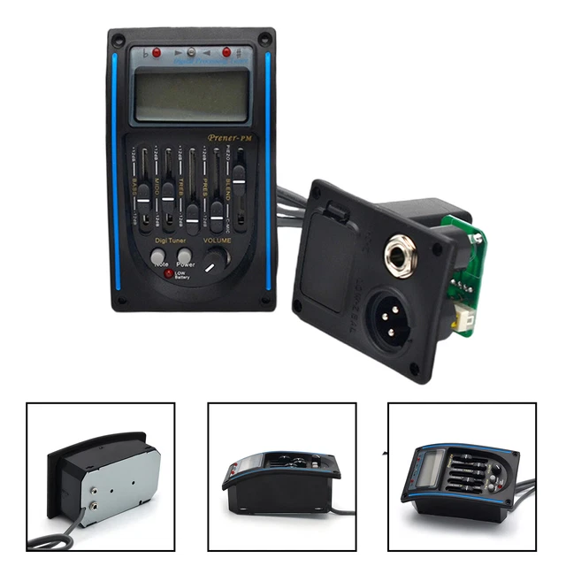 5 BAND GUITAR Equalizer Acoustic Preamp EQ Piezo Pickup Amplifier Tuner