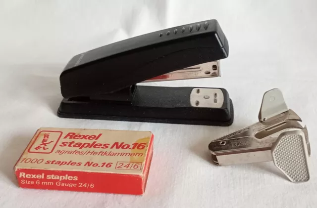 Vintage Rexel Stapler with Box of Staples and Staple Remover
