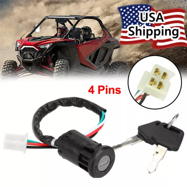 4 Pin Ignition Control Switch 4 Wire + 2 Keys Kit for Chinese 50cc 70cc 110cc #