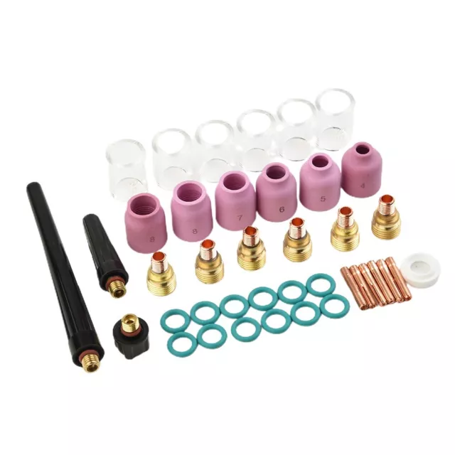 Ceramic/Metal Material TIG Welding Torch Collet Gas Lens Glass Cup Kit 3