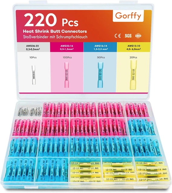 Lötverbinder Rot 3 Mm Für Kabel 0,5-1,5 Mm² | Schrumpfverbinder Mit Lötzinn, Wasserdicht | Menge Wählbar: 10, 25, 50, 75 Oder 100 Stück