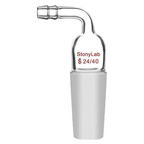 StonyLab Glass Bent Inlet Adapter With 24/40 Male Glass Joint and 9 mm Hose C...