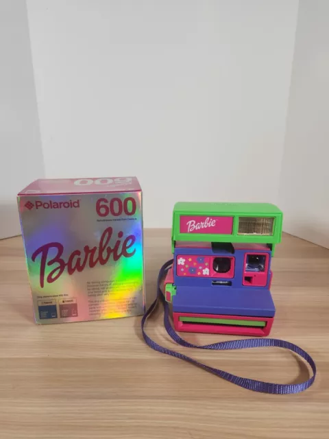 Vintage Barbie Polaroid Instant One Step 600 Camera With Original Strap Untested