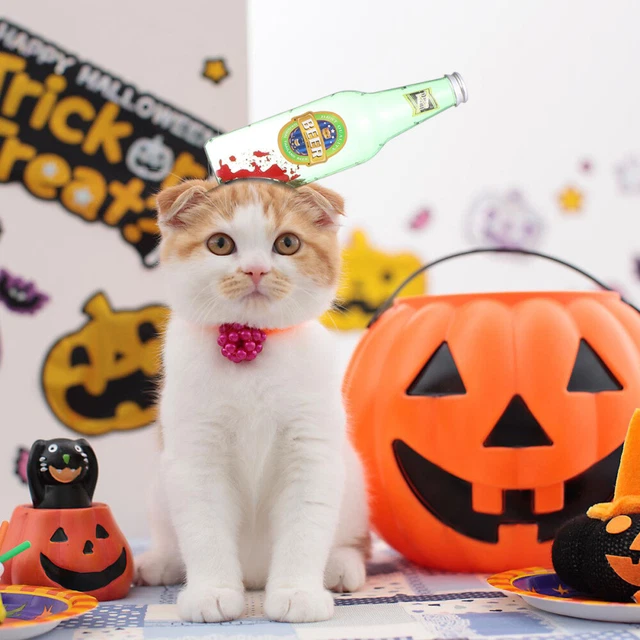 Cabezal decorativo para mascotas divertida botella de vino decoración sangre simulada