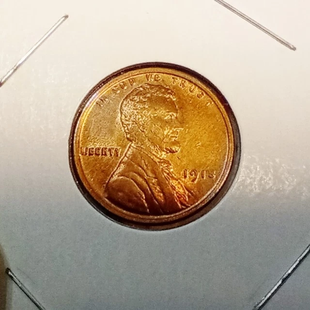 1918p LINCOLN CENT wheat penny GEM BU UNC reverse purple toning Uncirculated red