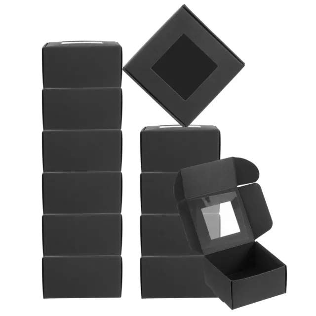 3"x3"x1.5" Papel Jabón Caja con Ventana, 30pzs Cuadrado Embalaje Cajas, Negro