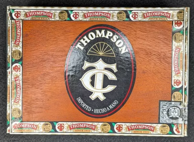 Cigar Box Empty Thompson Wood Paper Hinged Held 60 Cigars Dominican Republic