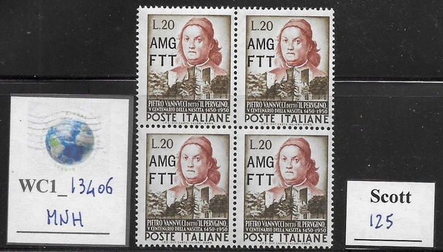 WC1_13406. ITALY:TRIESTE FTT. Block of 1951 PERUGINO. Scott 125. MNH