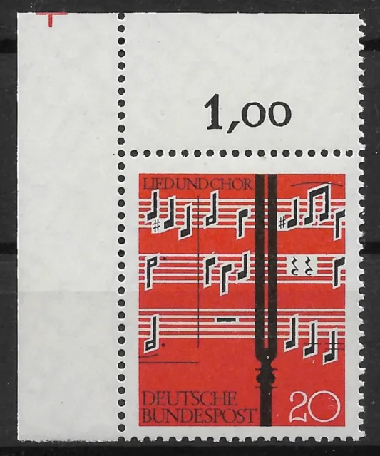 Bund 1962 ** Mi 380 Lied und Chor vom Eckrand Ecke Bogenecke oben links 01362D