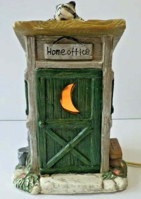 Ceramic Outhouse "Home Office" Racoon Nightlight Rustic Novelty Cabin Décor