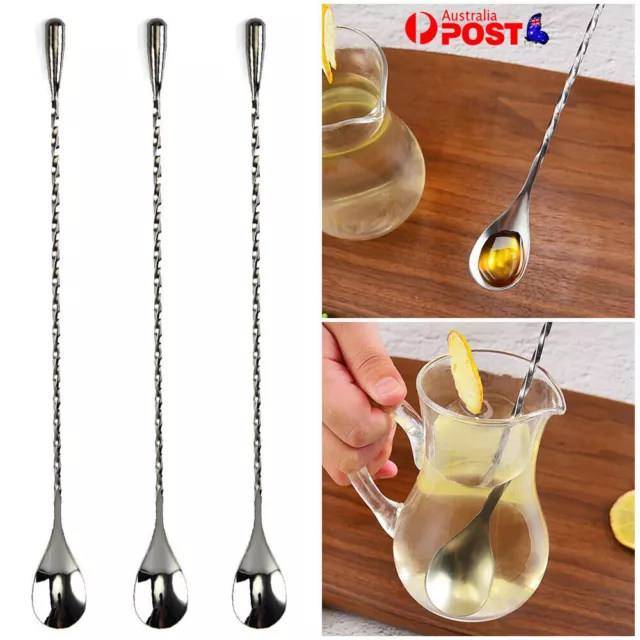 Stainless Steel Bar Wine Cocktail Mixing Twist Spoon Long Handle Drink Stirring