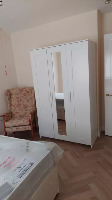 3 Door White IKEA Wardrobe with mirror