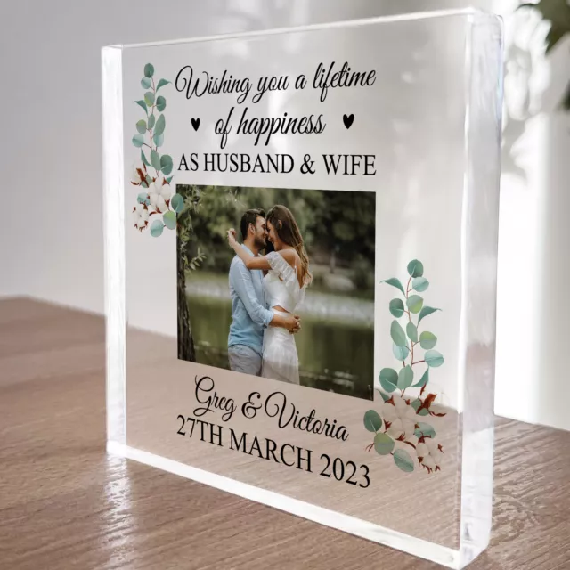 Personalised Mr And Mrs Photo Block Wedding Gifts For Couple Wedding Day Gift