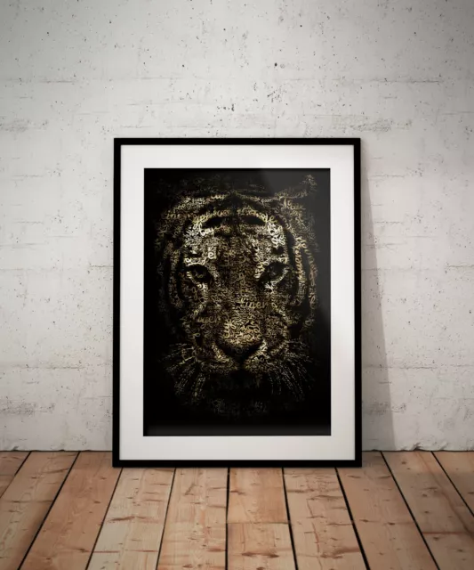 Tiger, Typography print, poster, prints, posters, watercolour, wallart, gift