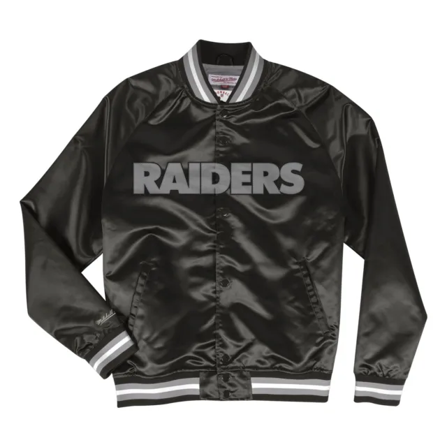 Men's Mitchell & Ness NFL Oakland Raiders Black Lightweight Satin Jacket