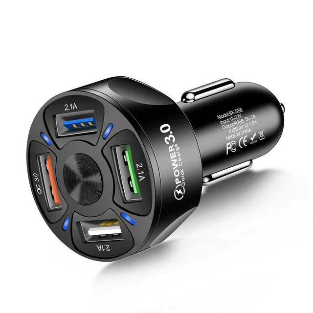 12V Car Lighter Socket Dual QC3.0 USB Ports Fast Charger Power Adapter