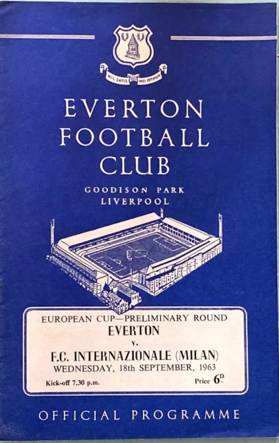 Everton V Inter Milan 1963-64  European Cup programme