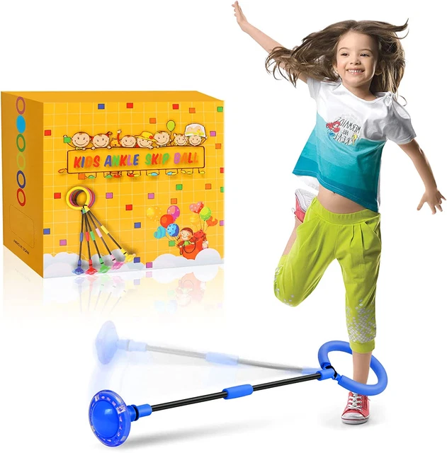 Ankle Skip Ball for Kids - Foldable Skip It with Colorful Flash Wheel, Indoor Ou