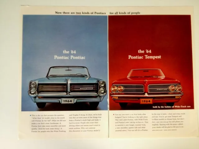 1964 Pontiac Bonneville Tempest Wide Track Print Ad