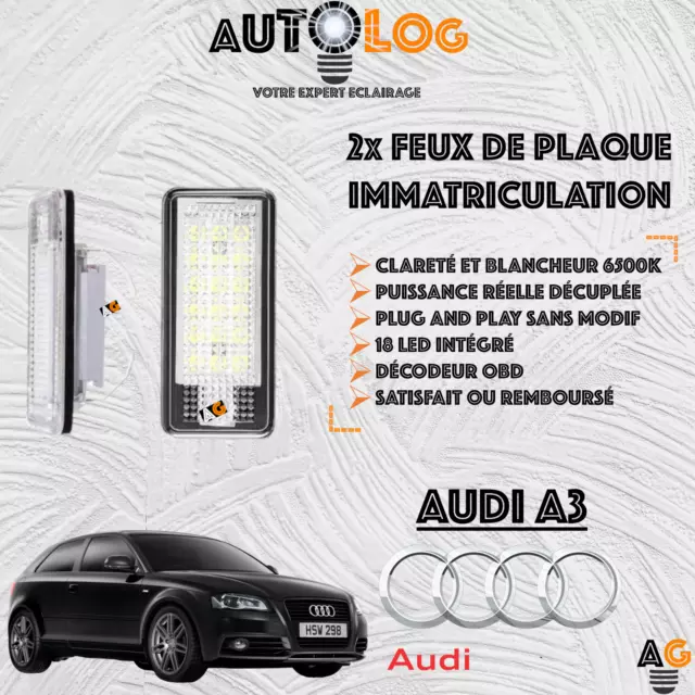 ✳️ 2x Feux de plaque d'immatriculation LED AUDI A3 ✳️ Anti-Erreur OBD ✳️