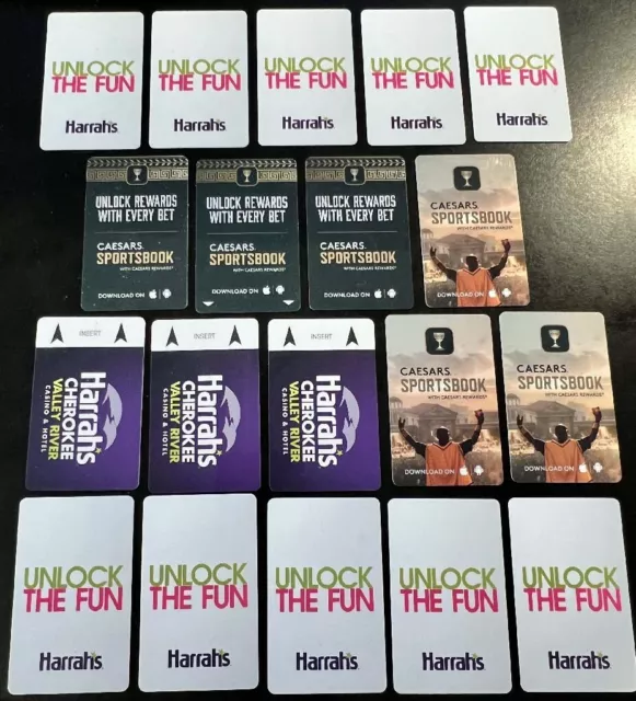19 Used Hotel Key Cards Lot Harrahs NC Unlock The Fun Casino Caesars Sportsbook