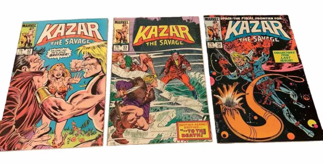 JOB LOT - KAZAR THE SAVAGE MARVEL x 3 COMICS JOB LOT BRONZE AGE # 32, 33, 34