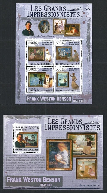 Komoren Komoren 2009 Mini Sheet Block Set Malerei Maler Frank Weston Benson