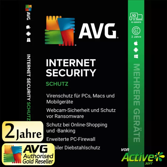 AVG Internet Security 2024 - 10 GERÄTE 2 Jahre |PC, Mac, Android, iOS| UE DE