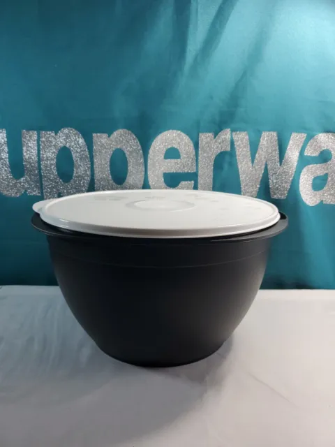 Tupperware Large Maxi Bowl 40 Cups Legacy Mixing Bowl Aqua Blue Matching  Seal.