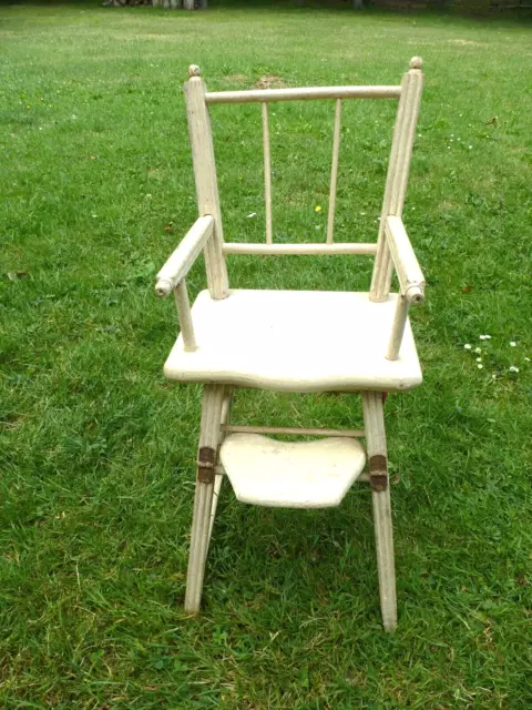 Petite Chaise Haute Ancienne De Poupee Porcelaine Jumeau Sfbj - Celluloid -
