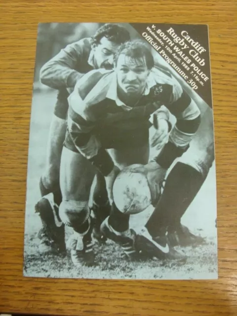 10/04/1985 Rugby Union Programme: Cardiff v South Wales Police  (Team Changes).