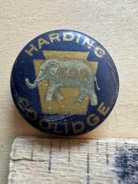 20s Warren Harding Calvin Coolidge Campaign Pin Pinback BUTTON 3/4 GOP Elephant