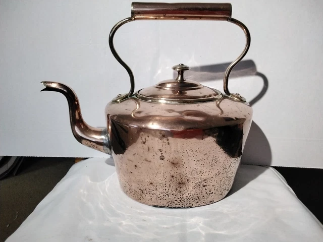 Antique Copper & Brass Kettle With Dove Tail Joints