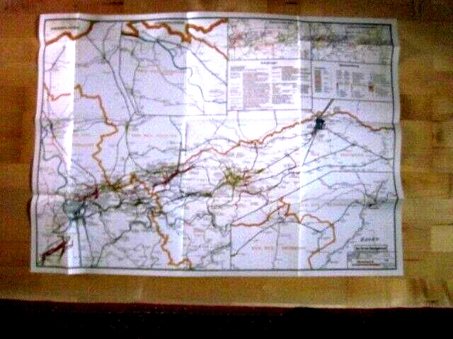Eisenbahn Bezirkskarte Reichsbahndirektion Augsburg 1946 Großformat