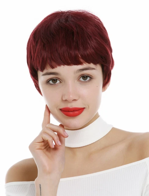 Perruque Synthétique Courte Style Pixie - Rouge Fuchsia Lisse - Avec Frange Et Bonnet - Neuf Sans étiquettes