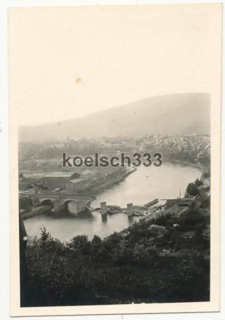 Foto Panoramablick auf Charleville mit gesprengter Maas Brücke Frankreich 1940