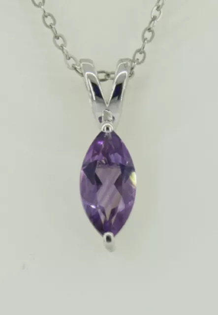 0,83 Carat Amethysst Pendentif 925 Argent Collier Violette Pierre Précieuse Haut