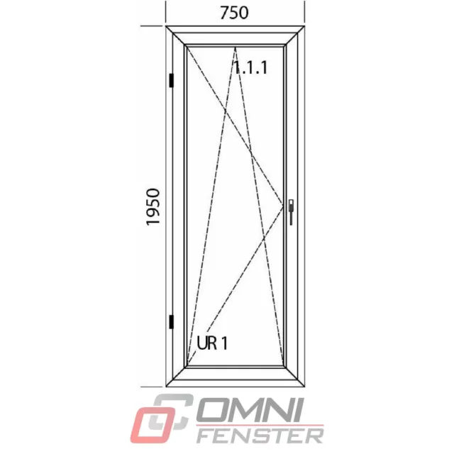 Kunststoff Tür Balkontür PVC Weiß 750 x 1950 mm Terrassentür nach Maß aus Polen