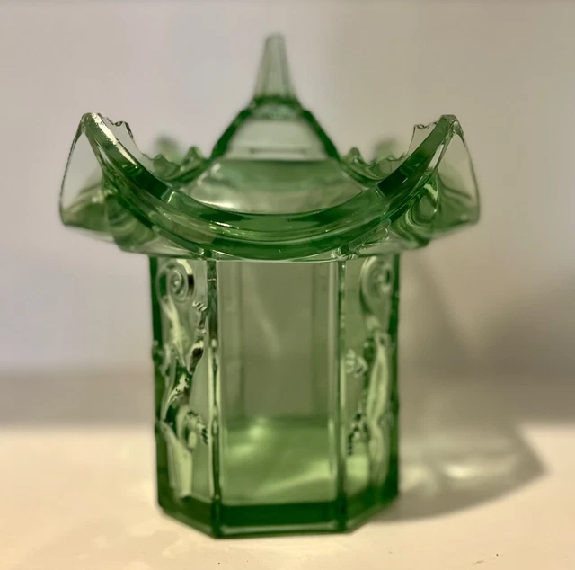 VINTAGE TIARA INDIANA Glass Company Green Pagoda Box 31.99 PicClick